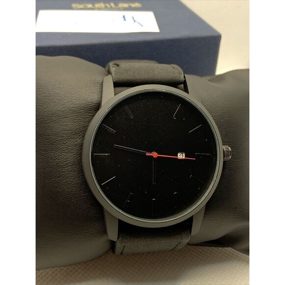 South Lane SS20-dr1-4430 Black Leather Analog Dial Quartz Genuine Watch YR30 - Picture 2 of 11